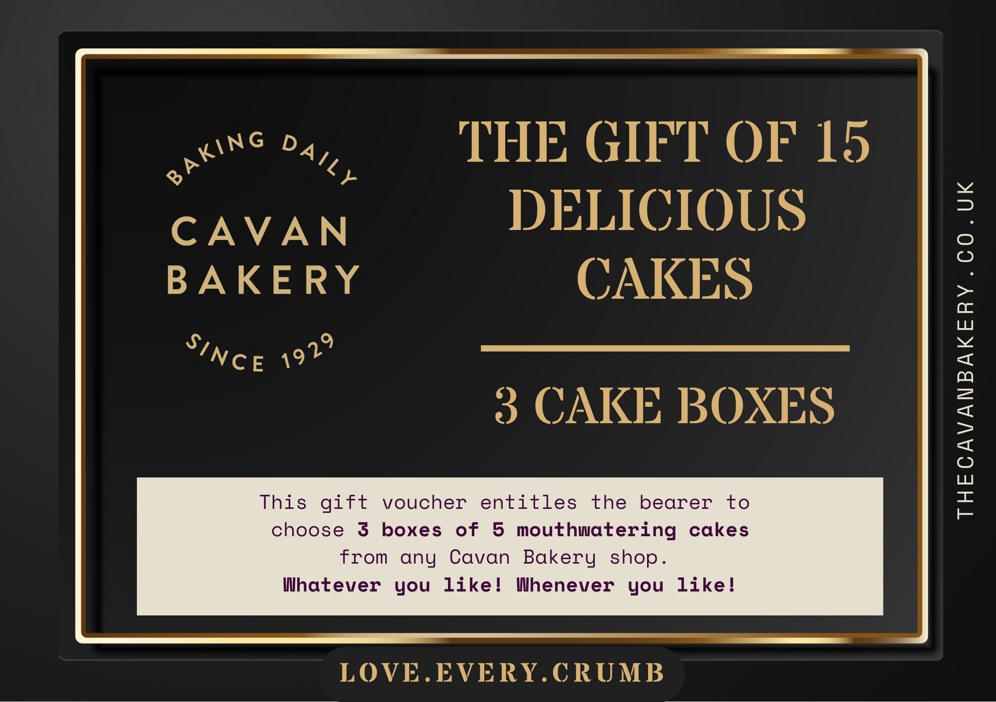 Cake Gift Voucher (3 boxes of cakes)